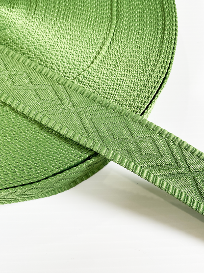 Knit Jacquard Webbing - SPRING GREEN - 1.5" wide