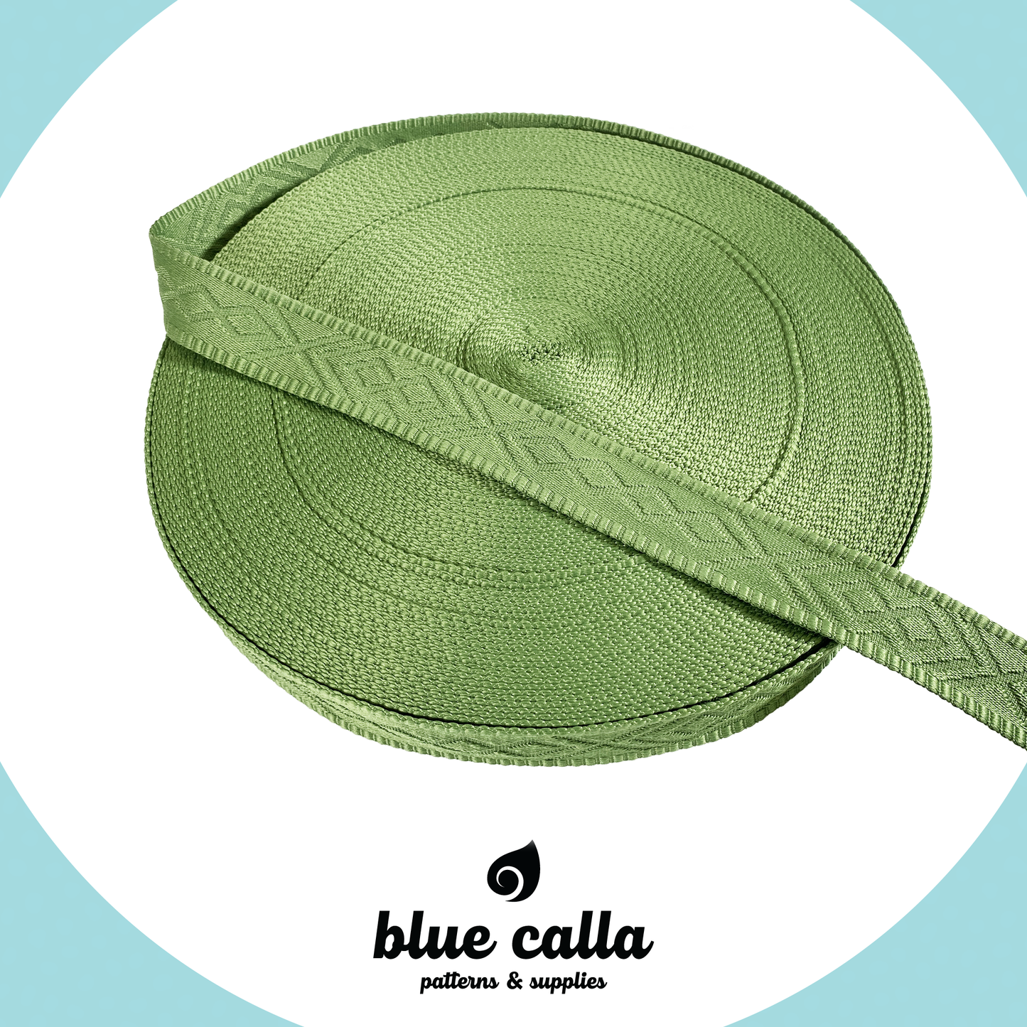 Knit Jacquard Webbing - SPRING GREEN - 1.5" wide