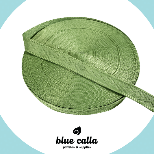 Knit Jacquard Webbing - SPRING GREEN - 1.5" wide