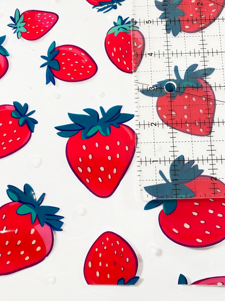 SALE Custom Printed Clear Vinyl - Strawberries
