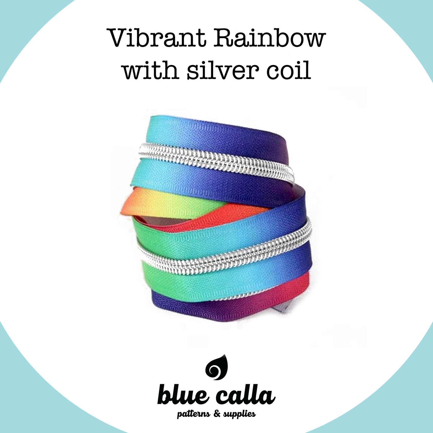 SILVER COIL - VIBRANT RAINBOW - #5 Metallic Nylon Coil Zipper tape