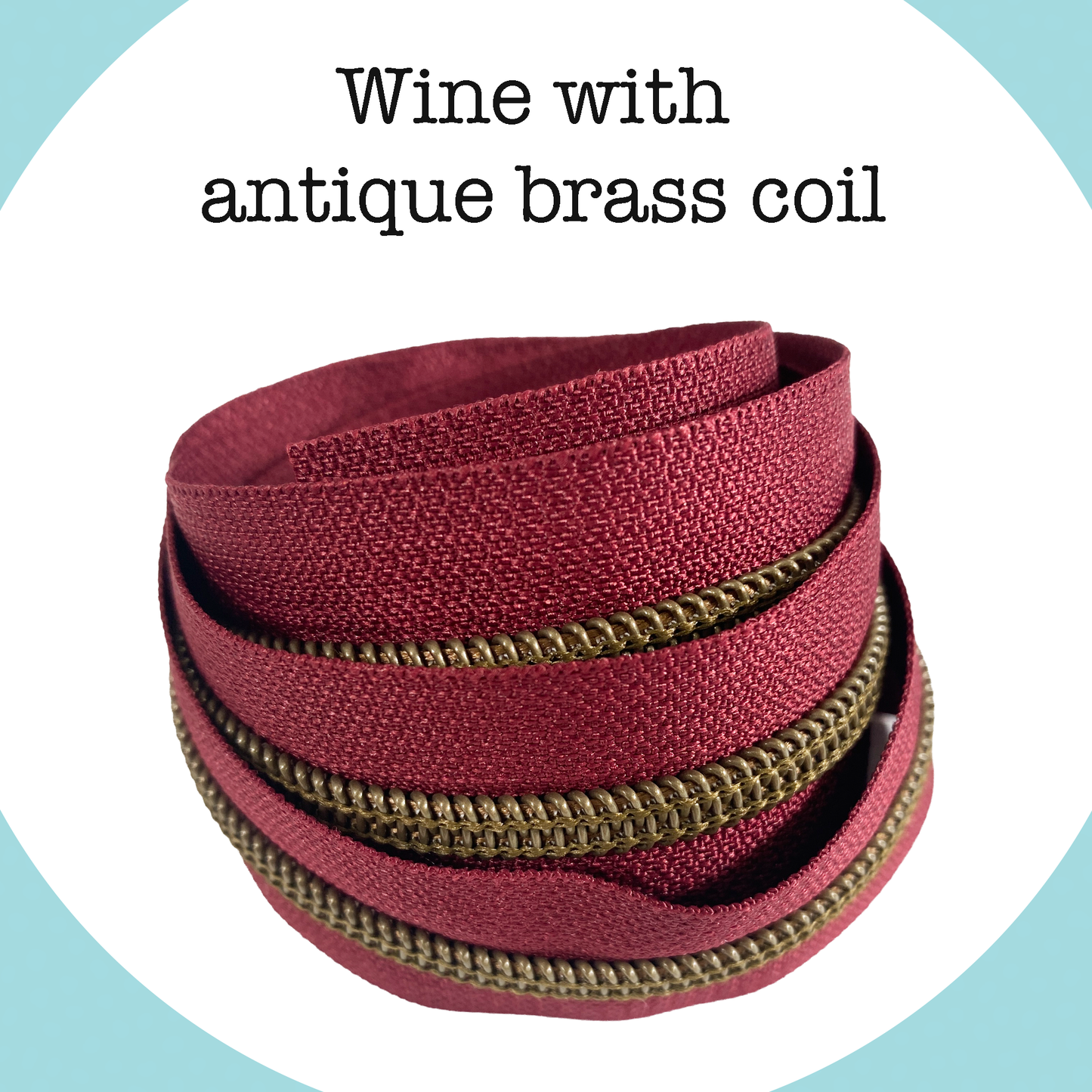 ANTIQUE BRASS COIL - WINE - #5 Metallic Nylon Coil Zipper tape