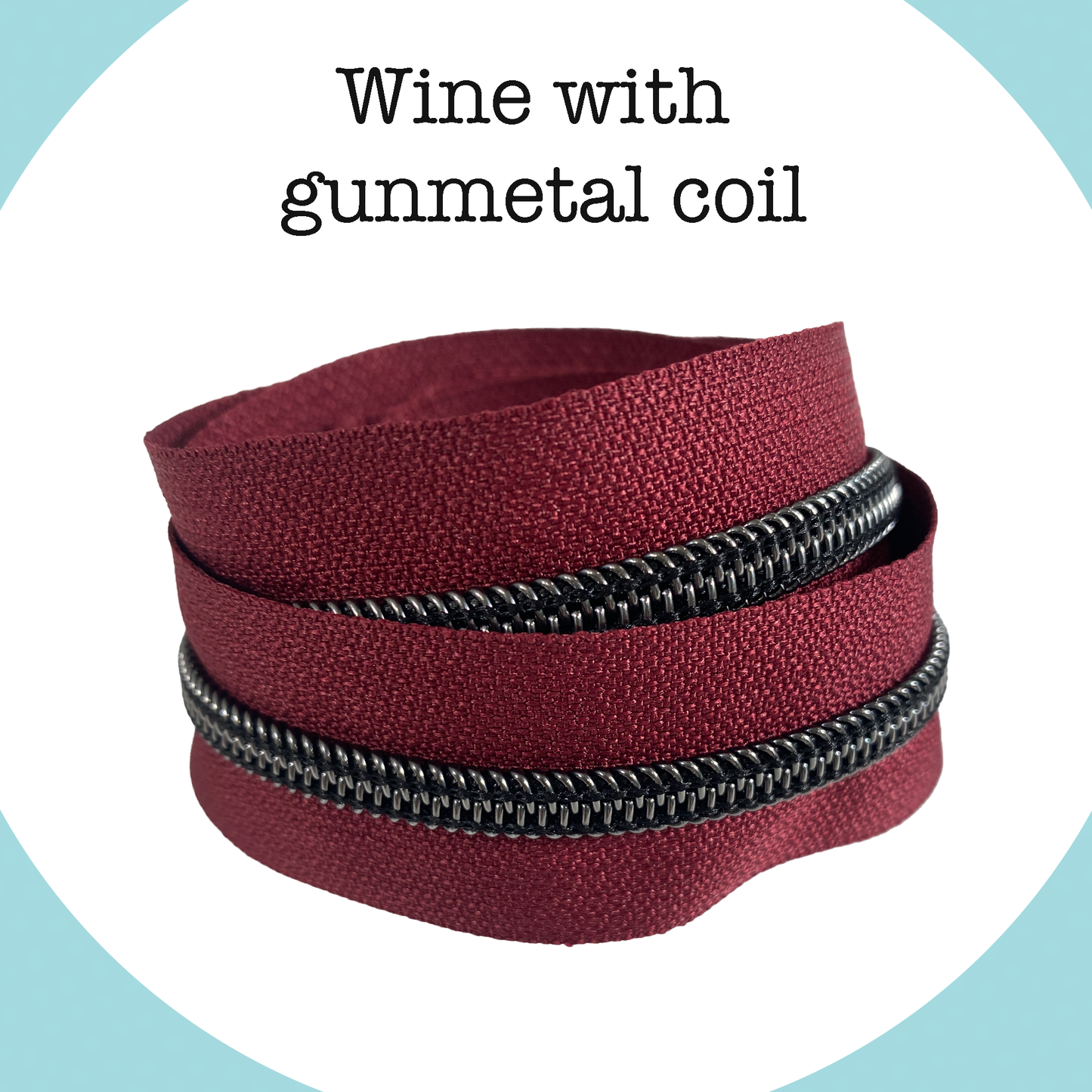 GUNMETAL COIL - WINE - #5 Metallic Nylon Coil Zipper tape