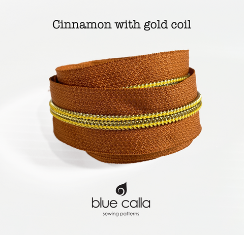 GOLD COIL - CINNAMON - #5 Metallic Nylon Coil Zipper tape