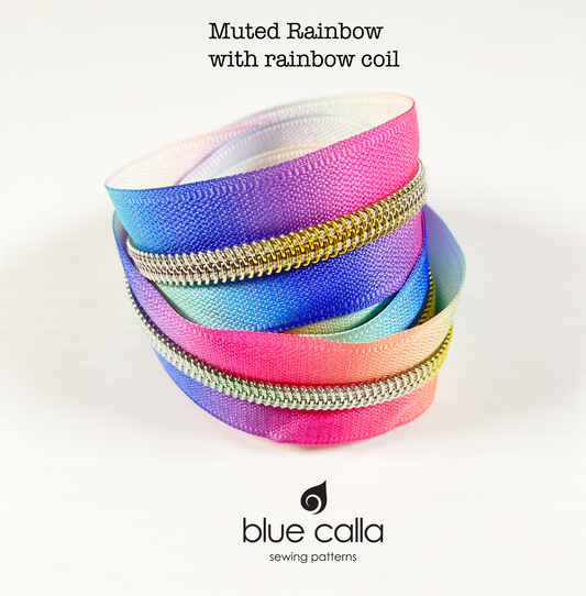 RAINBOW COIL - MUTED RAINBOW - #5 Metallic Nylon Coil Zipper tape