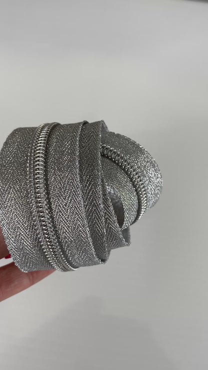 SILVER COIL - METALLIC SILVER - #5 Metallic Nylon Coil Zipper tape