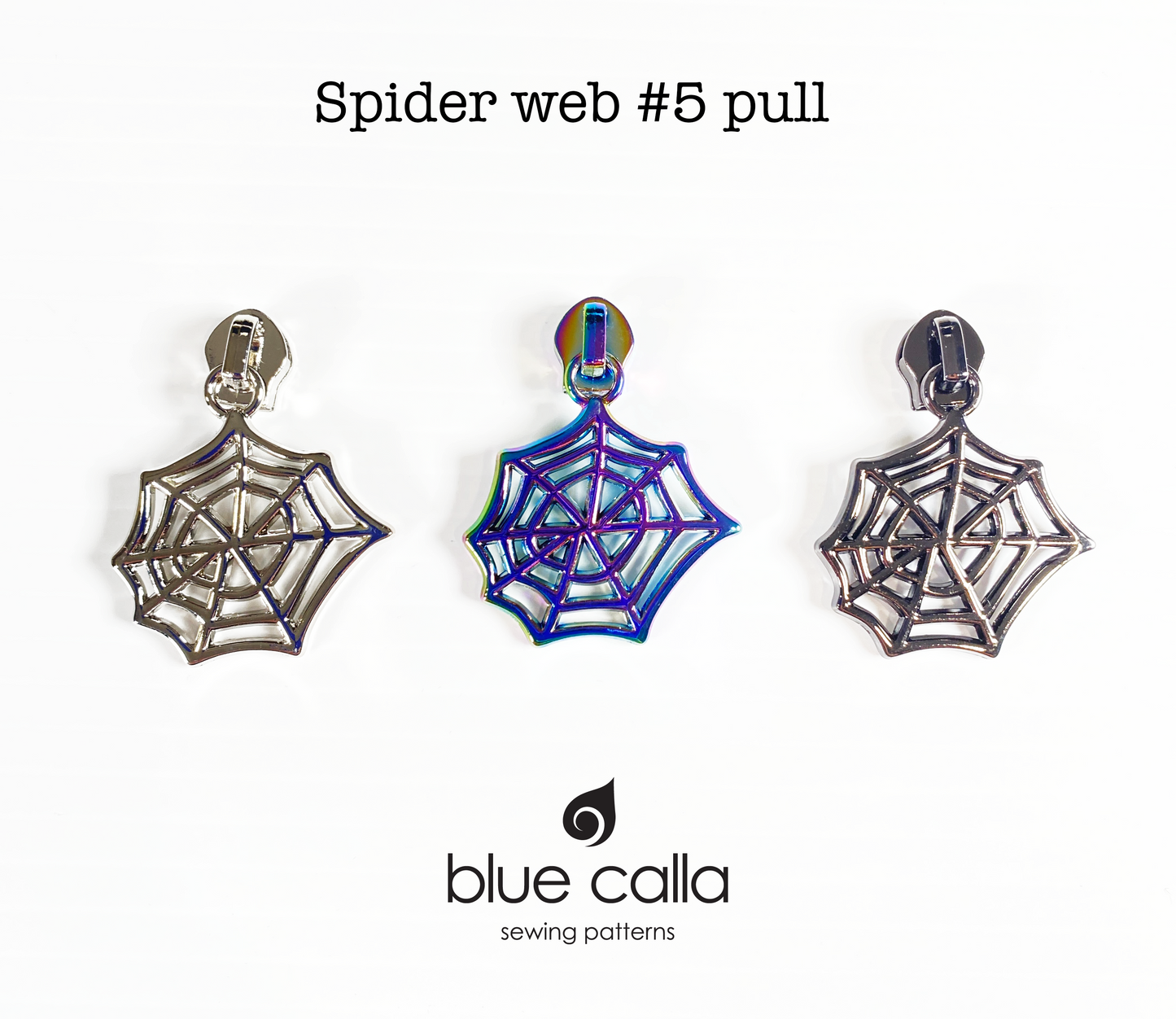 #5 coil zipper pull - Spider web