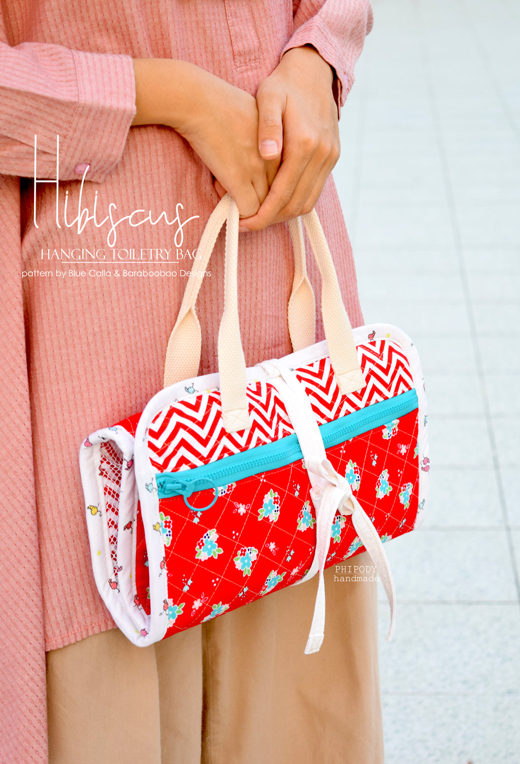 The Hibiscus Hanging Toiletry Bag - PDF sewing pattern