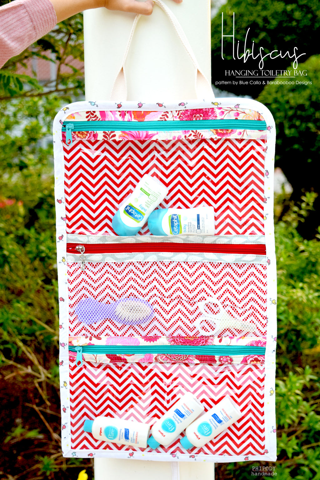 The Hibiscus Hanging Toiletry Bag - PDF sewing pattern