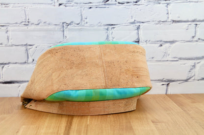 Delphinium Hobo bag in natural cork and Alison Glass plaid - small size