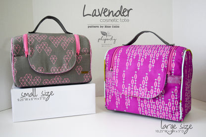 The Lavender Cosmetic Tote in 2 sizes - PDF Sewing Pattern