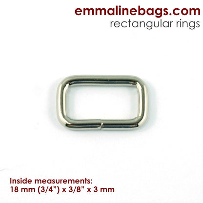 3/4" RECTANGLE RINGS (set of 4) - Available in 5 metal finishes