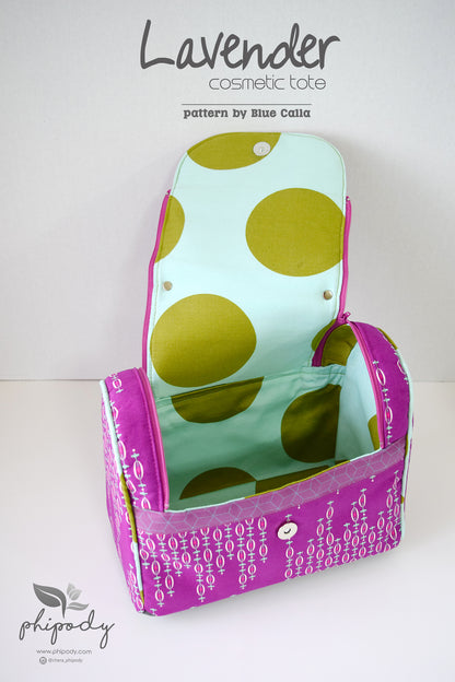 The Lavender Cosmetic Tote in 2 sizes - PDF Sewing Pattern