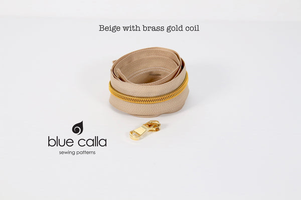 BRASS GOLD COIL - BEIGE - #5 Metallic Nylon Coil Zipper tape