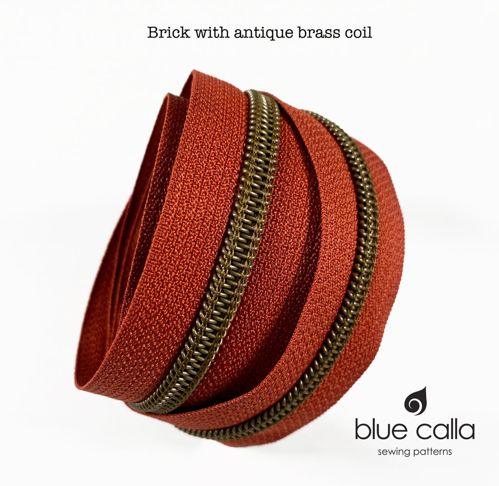 ANTIQUE BRASS COIL - BRICK - #5 Metallic Nylon Coil Zipper tape