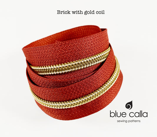 GOLD COIL - BRICK - #5 Metallic Nylon Coil Zipper tape