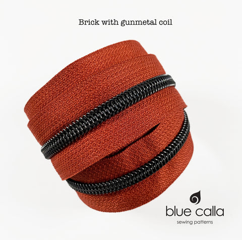GUNMETAL COIL - BRICK - #5 Metallic Nylon Coil Zipper tape