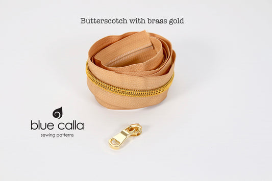 BRASS GOLD COIL - BUTTERSCOTCH - #5 Metallic Nylon Coil Zipper tape