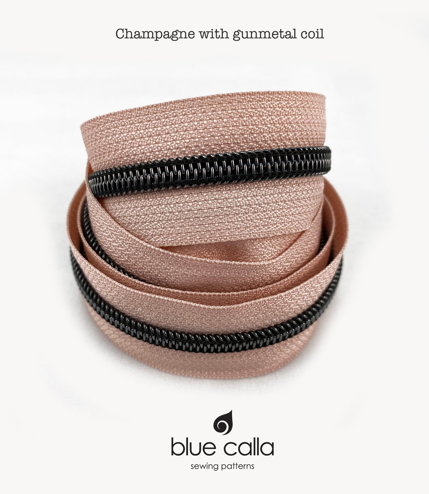 GUNMETAL COIL - CHAMPAGNE - #5 Metallic Nylon Coil Zipper tape