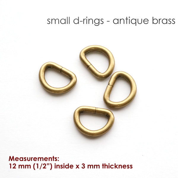 1/2" D RINGS (SET of 4) - Available in 6 metal finishes