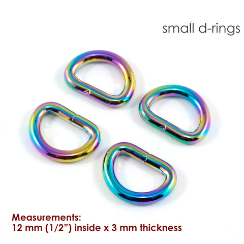 1/2" D RINGS (SET of 4) - Available in 6 metal finishes