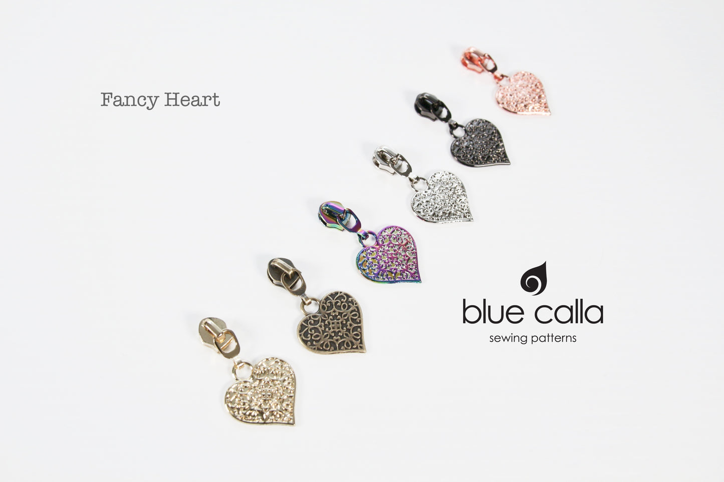 #5 coil zipper pull - Fancy Heart