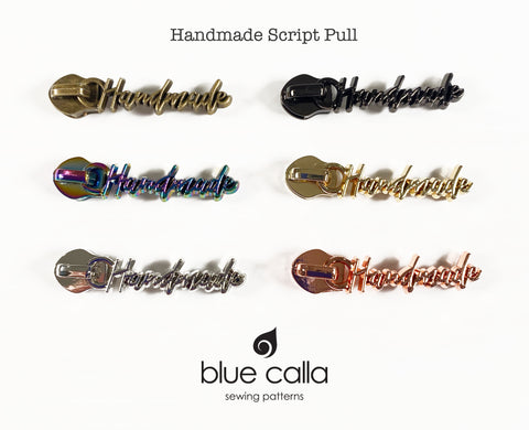 #5 coil zipper pull - Handmade Script