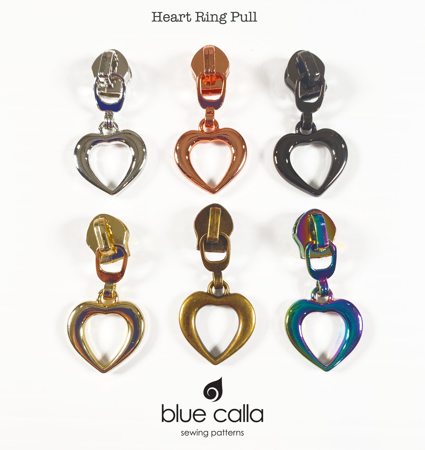 #5 coil zipper pull - Heart Ring