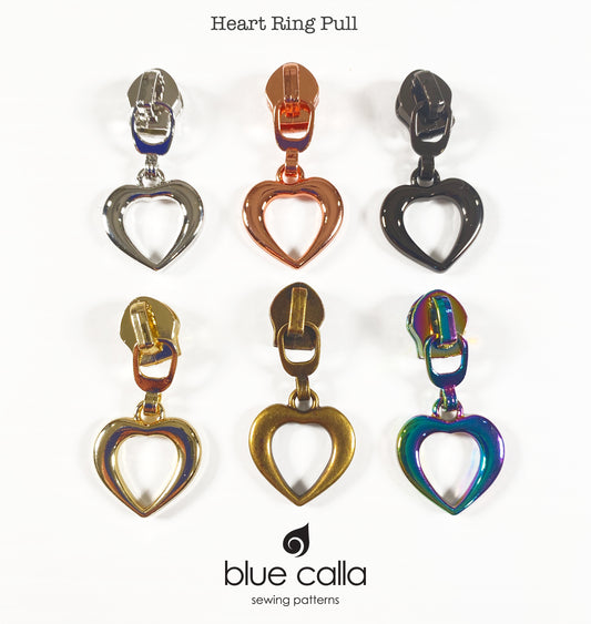 #5 coil zipper pull - Heart Ring