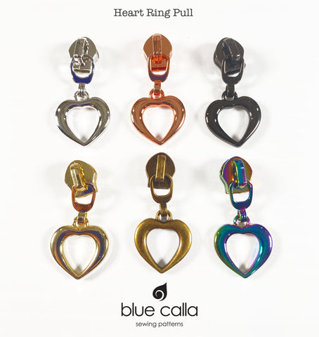 #5 coil zipper pull - Heart Ring