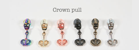 SALE - #5 coil zipper pull - Crown