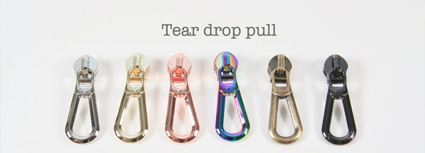 #5 coil zipper pull - Tear Drop pull