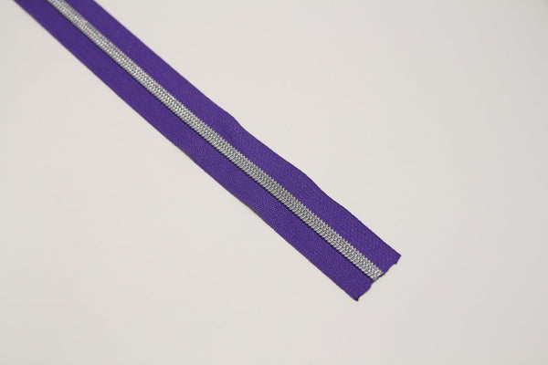 SILVER COIL - PURPLE - #5 Metallic Nylon Coil Zipper tape