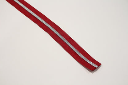 SILVER COIL - RED - #5 Metallic Nylon Coil Zipper tape