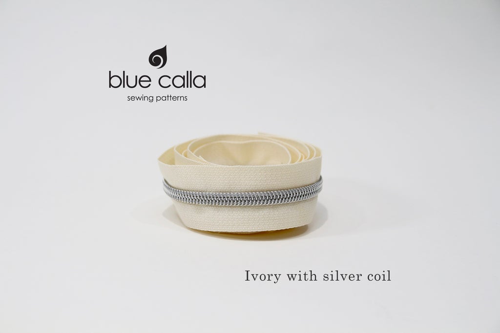 SILVER COIL - IVORY - #5 Metallic Nylon Coil Zipper tape