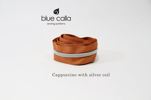 SILVER COIL - CAPPUCCINO - #5 Metallic Nylon Coil Zipper tape