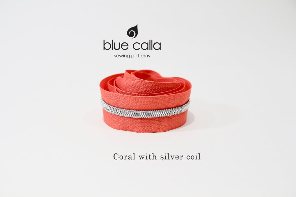 SILVER COIL - CORAL - #5 Metallic Nylon Coil Zipper tape