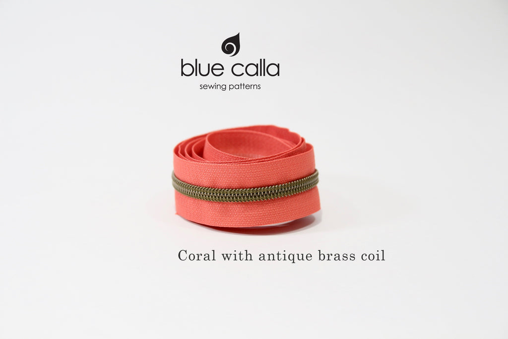 ANTIQUE BRASS COIL - CORAL - #5 Metallic Nylon Coil Zipper tape