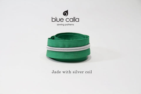 SILVER COIL - JADE - #5 Metallic Nylon Coil Zipper tape