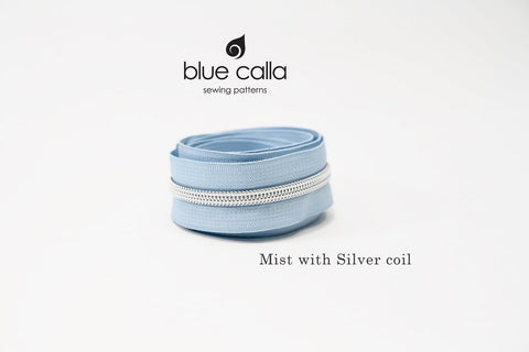 SILVER COIL - MIST - #5 Metallic Nylon Coil Zipper tape
