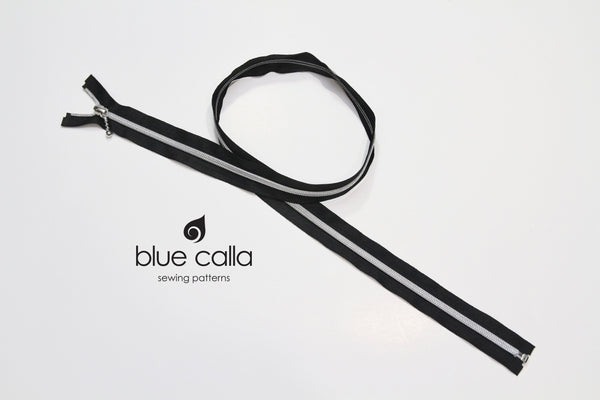 SALE Open end JACKET ZIPPER - #5 metallic nylon coil - BLACK