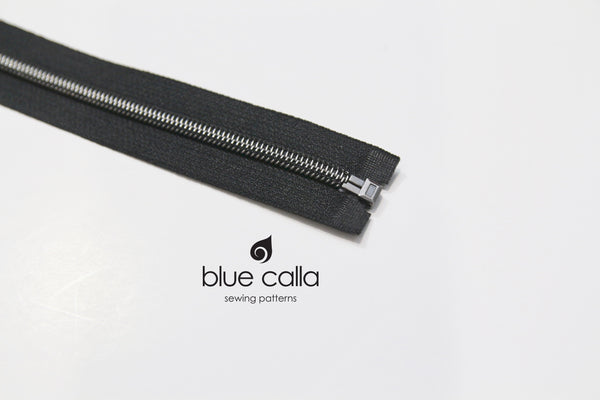 SALE Open end JACKET ZIPPER - #5 metallic nylon coil - BLACK