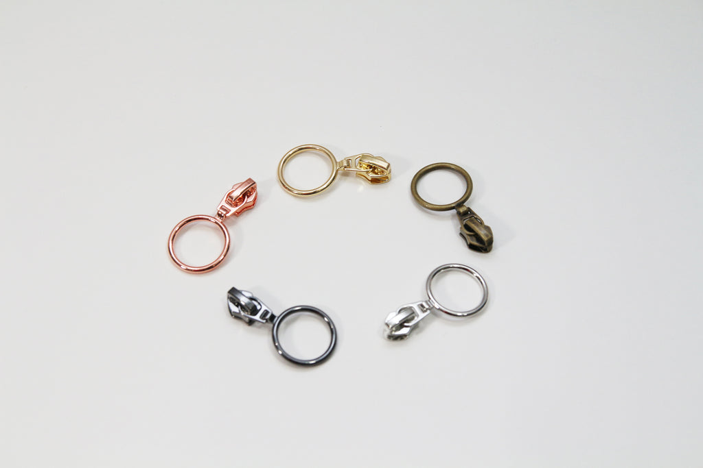 #5 coil zipper pull - AUTO LOCK Ring Pull style - Available in 5 finishes