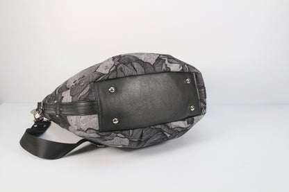 Hollyhock Hobo bag in Anemone in Grey and Black with Black faux leather