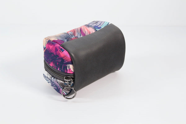 Small Pouch in Graffiti Floral and Charcoal Faux Leather