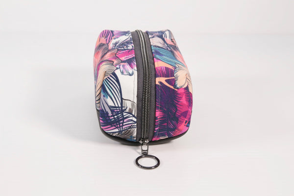 Small Pouch in Graffiti Floral and Charcoal Faux Leather
