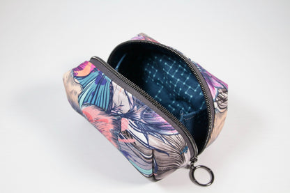 Small Pouch in Graffiti Floral and Charcoal Faux Leather