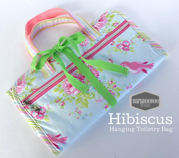 The Hibiscus Hanging Toiletry Bag - PDF sewing pattern