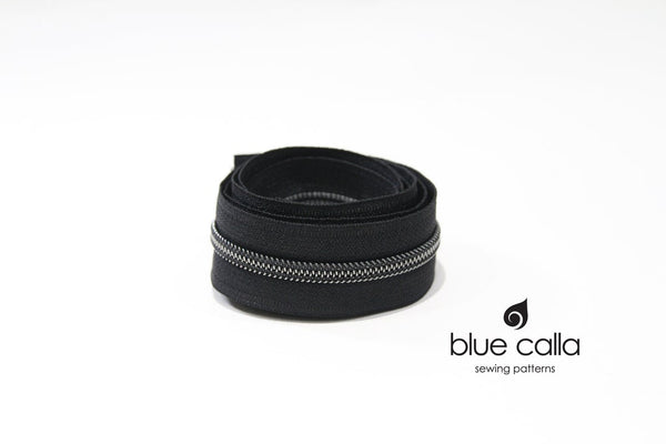 GUNMETAL COIL - BLACK - #5 Metallic Nylon Coil Zipper tape