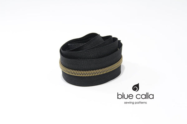 ANTIQUE BRASS COIL - BLACK - #5 Metallic Nylon Coil Zipper tape